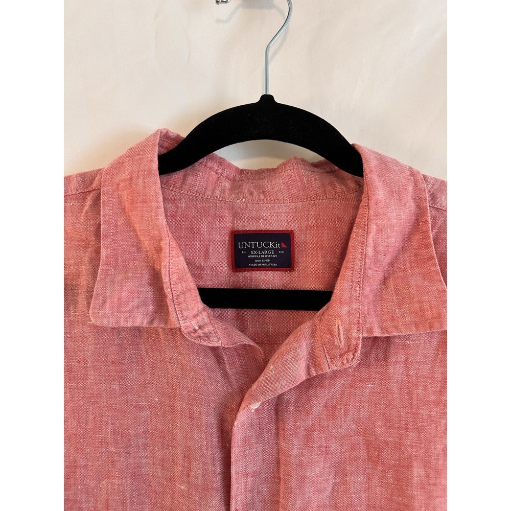 UNTUCKit Mens XXL 100% Linen Long Sleeve Button Down Shirt Red Casual Vacation - Picture 4 of 13